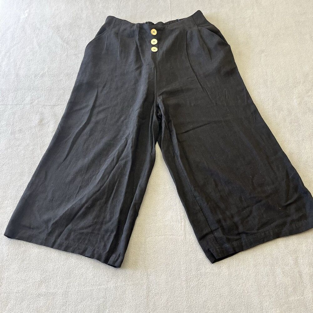 UMGEE Cropped Pants Size Small Linen Blend Wide Leg Pull on Boho Lagenlook